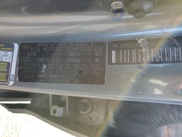 KNAFZ4A80E5195522 - 2014 KIA FORTE EX SILVER photo 12