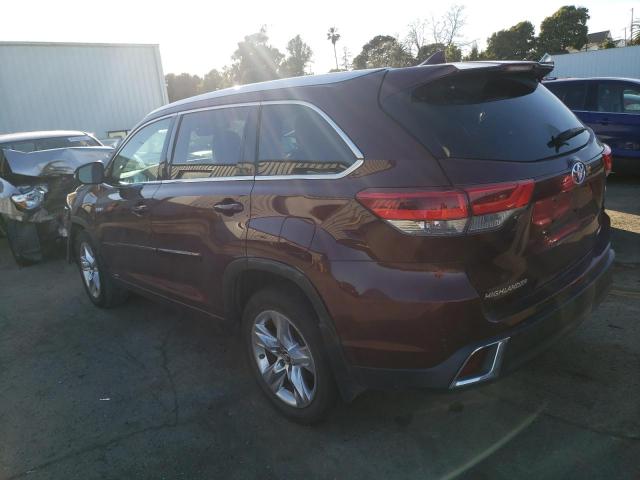 5TDDGRFH6JS045232 - 2018 TOYOTA HIGHLANDER HYBRID LIMITED MAROON photo 2