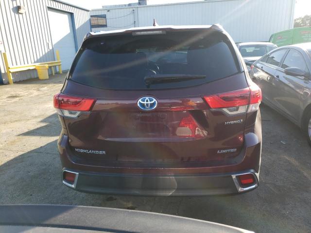 5TDDGRFH6JS045232 - 2018 TOYOTA HIGHLANDER HYBRID LIMITED MAROON photo 6