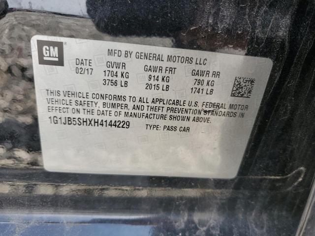 1G1JB5SHXH4144229 - 2017 CHEVROLET SONIC LS BLACK photo 12