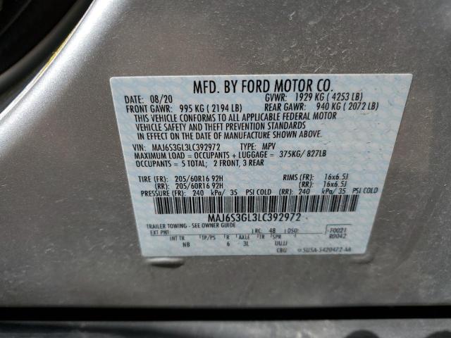 MAJ6S3GL3LC392972 - 2020 FORD ECOSPORT SE SILVER photo 14