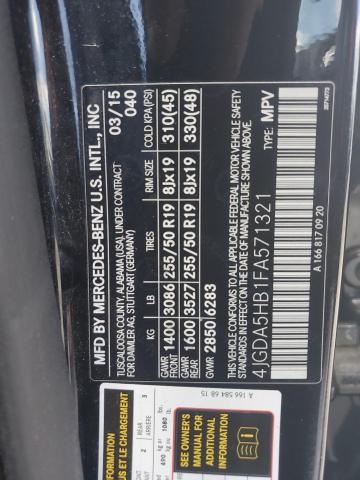 4JGDA5HB1FA571321 - 2015 MERCEDES-BENZ ML 350 4MATIC BLACK photo 13