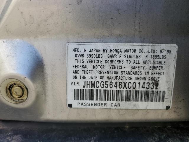 JHMCG5646XC014332 - 1999 HONDA ACCORD LX SILVER photo 13