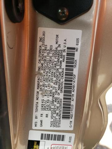 5TEUU42N15Z128583 - 2005 TOYOTA TACOMA ACCESS CAB ოქროსფერი ფოტო 12