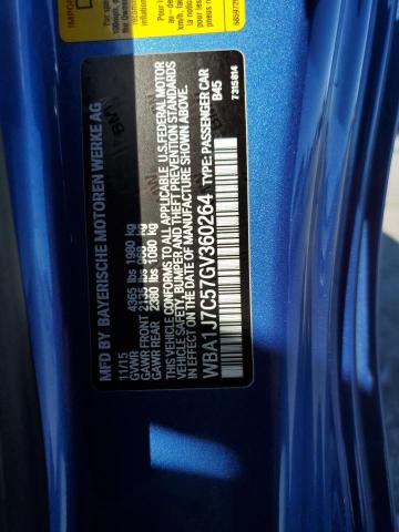 WBA1J7C57GV360264 - 2016 BMW M235I BLUE photo 12
