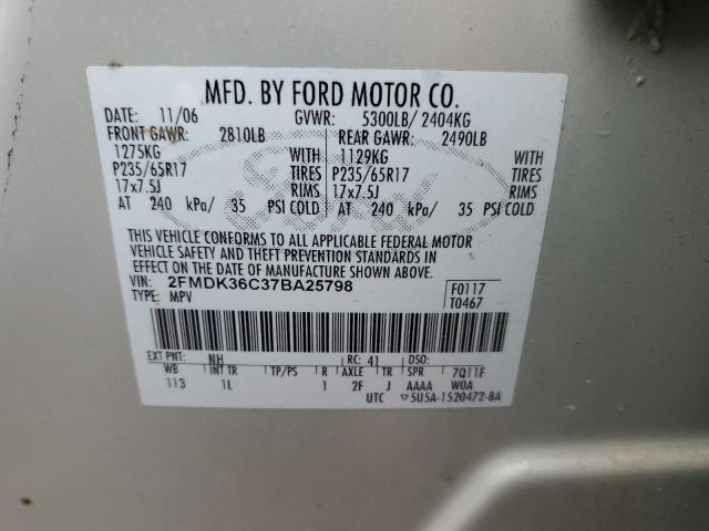 2FMDK36C37BA25798 - 2007 FORD EDGE SE WHITE photo 13