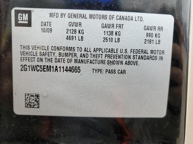 2G1WC5EM1A1144665 - 2010 CHEVROLET IMPALA LTZ BLACK photo 12