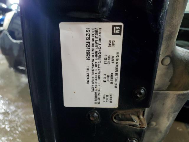 1G1ZT51F26F198268 - 2006 CHEVROLET MALIBU LT BLUE photo 12