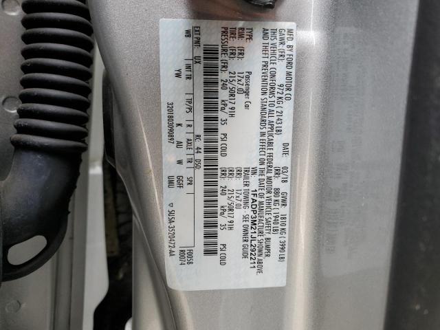 1FADP3M21JL292211 - 2018 FORD FOCUS SEL SILVER photo 12