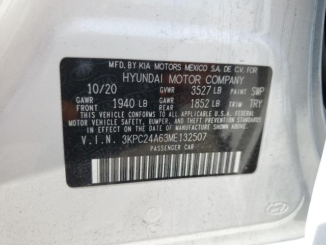 3KPC24A63ME132507 - 2021 HYUNDAI ACCENT SE WHITE photo 13