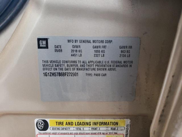 1G1ZH57B68F272901 - 2008 CHEVROLET MALIBU 1LT ოქროსფერი ფოტო 12