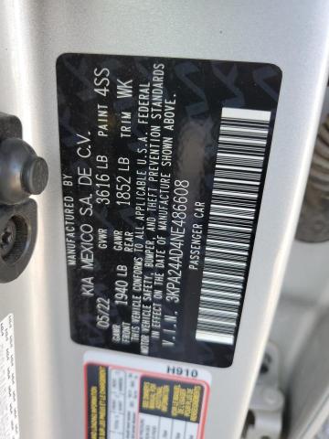 3KPA24AD4NE486608 - 2022 KIA RIO LX SILVER photo 12