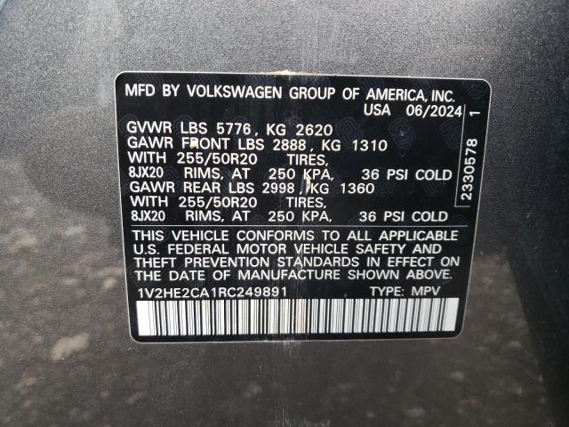1V2HE2CA1RC249891 - 2024 VOLKSWAGEN ATLAS CROS SE GRAY photo 13