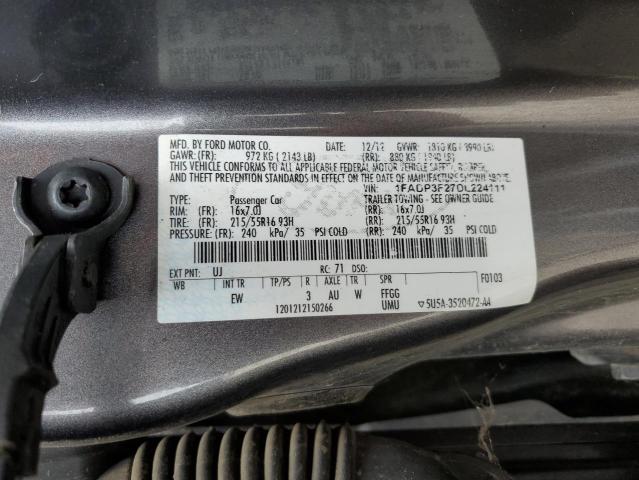 1FADP3F27DL224111 - 2013 FORD FOCUS SE GRAY photo 13