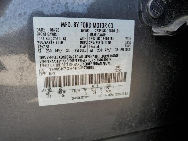 1FMSK7DH4PGB70595 - 2023 FORD EXPLORER XLT GRAY photo 13