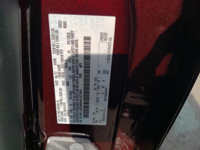 5LMCJ2D95HUL57301 - 2017 LINCOLN MKC SELECT 勃艮第红 照片 13