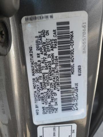 4T1BE30K13U759164 - 2003 TOYOTA CAMRY LE GRAY photo 12