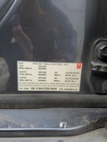 5YJSA1E22GF134784 - 2016 TESLA MODEL S CHARCOAL photo 12