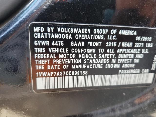 1VWAP7A37CC099188 - 2012 VOLKSWAGEN PASSAT S BLACK photo 13