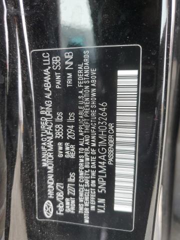 5NPLM4AG1MH032646 - 2021 HYUNDAI ELANTRA SEL BLACK photo 12