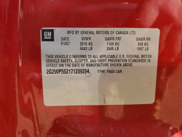 2G2WP552171209294 - 2007 PONTIAC GRAND PRIX 红色 照片 12