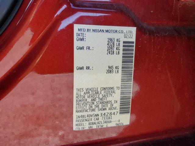 1N4BL4DV5NN342847 - 2022 NISSAN ALTIMA SV RED photo 13