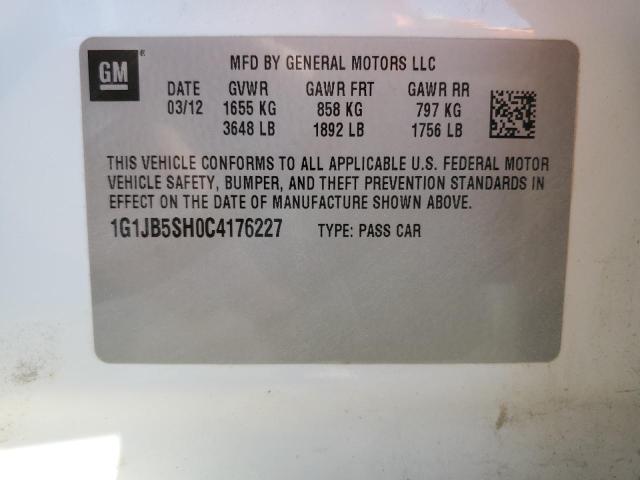 1G1JB5SH0C4176227 - 2012 CHEVROLET SONIC LS WHITE photo 12