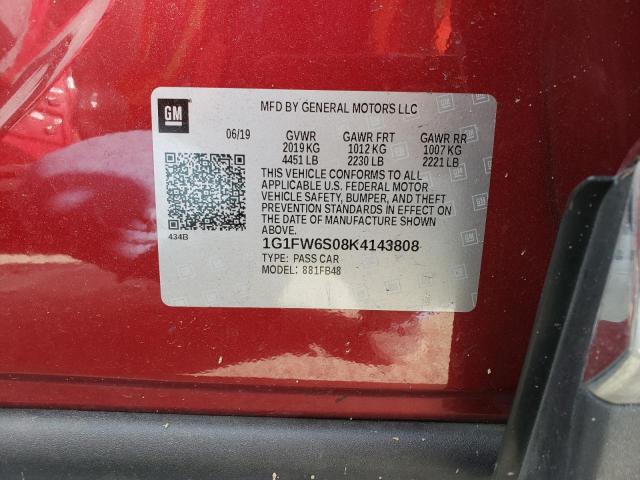 1G1FW6S08K4143808 - 2019 CHEVROLET BOLT EV LT RED photo 12