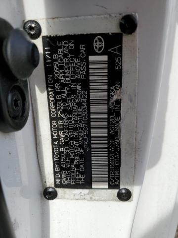 JTKJF5C71C3034422 - 2012 TOYOTA SCION TC 白色 照片 12