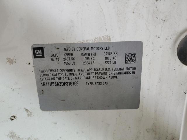 1G11H5SA2DF316768 - 2013 CHEVROLET MALIBU LTZ 白色 照片 12