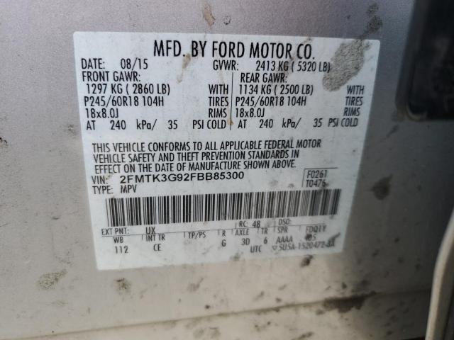 2FMTK3G92FBB85300 - 2015 FORD EDGE SE SILVER photo 13