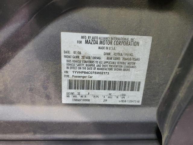 1YVHP84C075M02173 - 2007 MAZDA 6 I GRAY photo 13