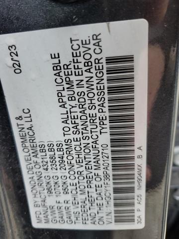 1HGCY1F38PA012710 - 2023 HONDA ACCORD EX GRAY photo 12