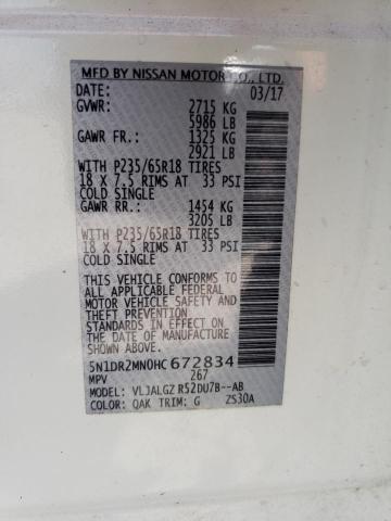 5N1DR2MN0HC672834 - 2017 NISSAN PATHFINDER S თეთრი ფოტო 14