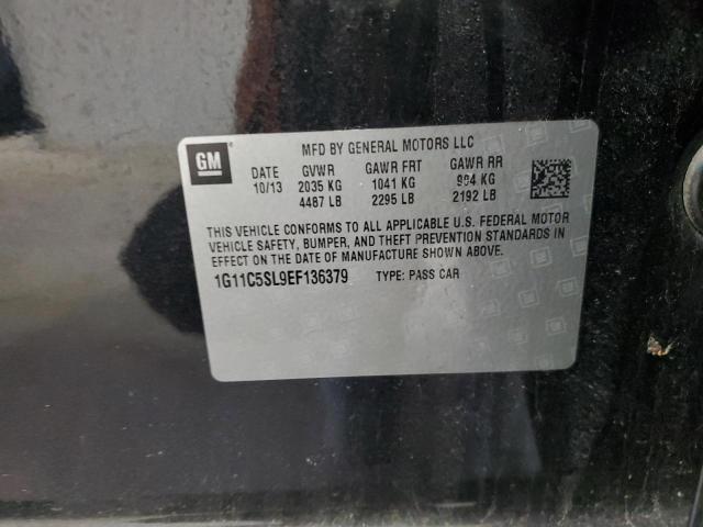 1G11C5SL9EF136379 - 2014 CHEVROLET MALIBU 1LT BLACK photo 12