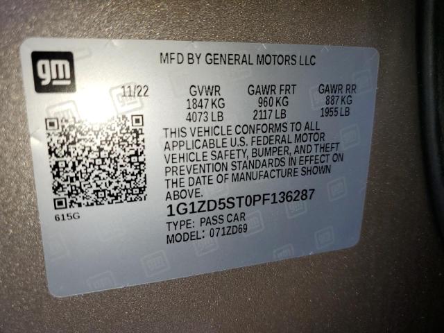 1G1ZD5ST0PF136287 - 2023 CHEVROLET MALIBU LT Qızıl foto 12