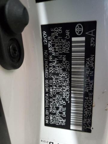 JTKDE3B76A0312607 - 2010 TOYOTA SCION TC თეთრი ფოტო 12