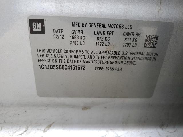 1G1JD5SB0C4161572 - 2012 CHEVROLET SONIC LT SILVER photo 12