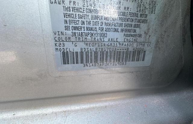 3N1AB7AP3KY319083 - 2019 NISSAN SENTRA S GRAY photo 10