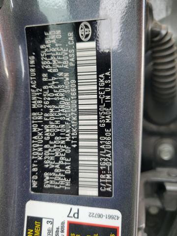 4T1BK1FK7CU016609 - 2012 TOYOTA CAMRY SE 灰色 照片 13