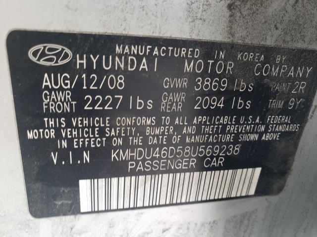 KMHDU46D58U569238 - 2008 HYUNDAI ELANTRA GLS SILVER photo 13