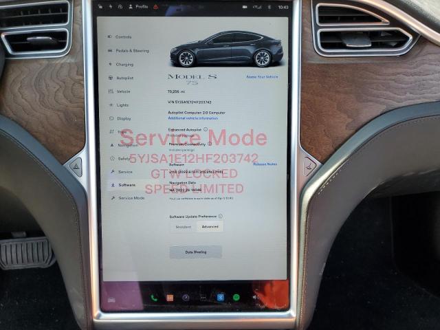 5YJSA1E12HF203742 - 2017 TESLA MODEL S Արծաթագույն լուսանկար 9