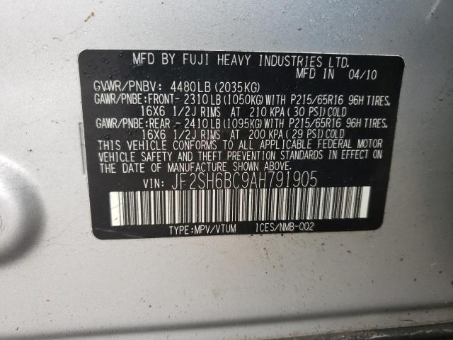 JF2SH6BC9AH791905 - 2010 SUBARU FORESTER XS SILVER photo 13