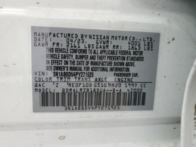 3N1AB8DV4PY271925 - 2023 NISSAN SENTRA SR WHITE photo 13