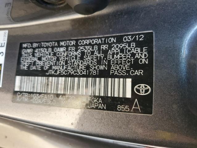 JTKJF5C79C3041781 - 2012 TOYOTA SCION TC 灰色 照片 12