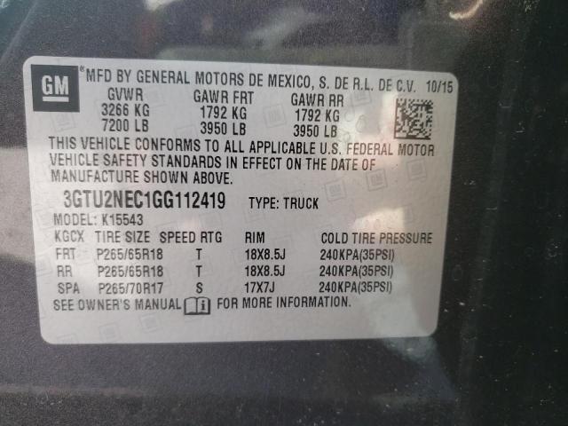 3GTU2NEC1GG112419 - 2016 GMC SIERRA K1500 SLT BLACK photo 12