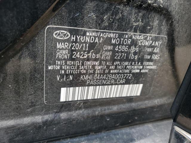 KMHEC4A42BA003772 - 2011 HYUNDAI SONATA HYBRID BLACK photo 12