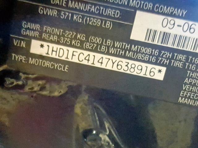 1HD1FC4147Y638916 - 2007 HARLEY-DAVIDSON FLHTCUI  photo 10