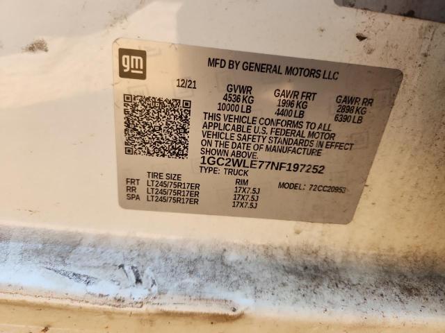 1GC2WLE77NF197252 - 2022 CHEVROLET SILVERADO C2500 HEAVY DUTY WHITE photo 12