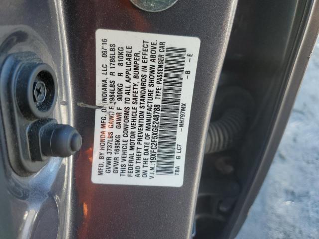 19XFC2F5XGE248788 - 2016 HONDA CIVIC LX GRAY photo 12